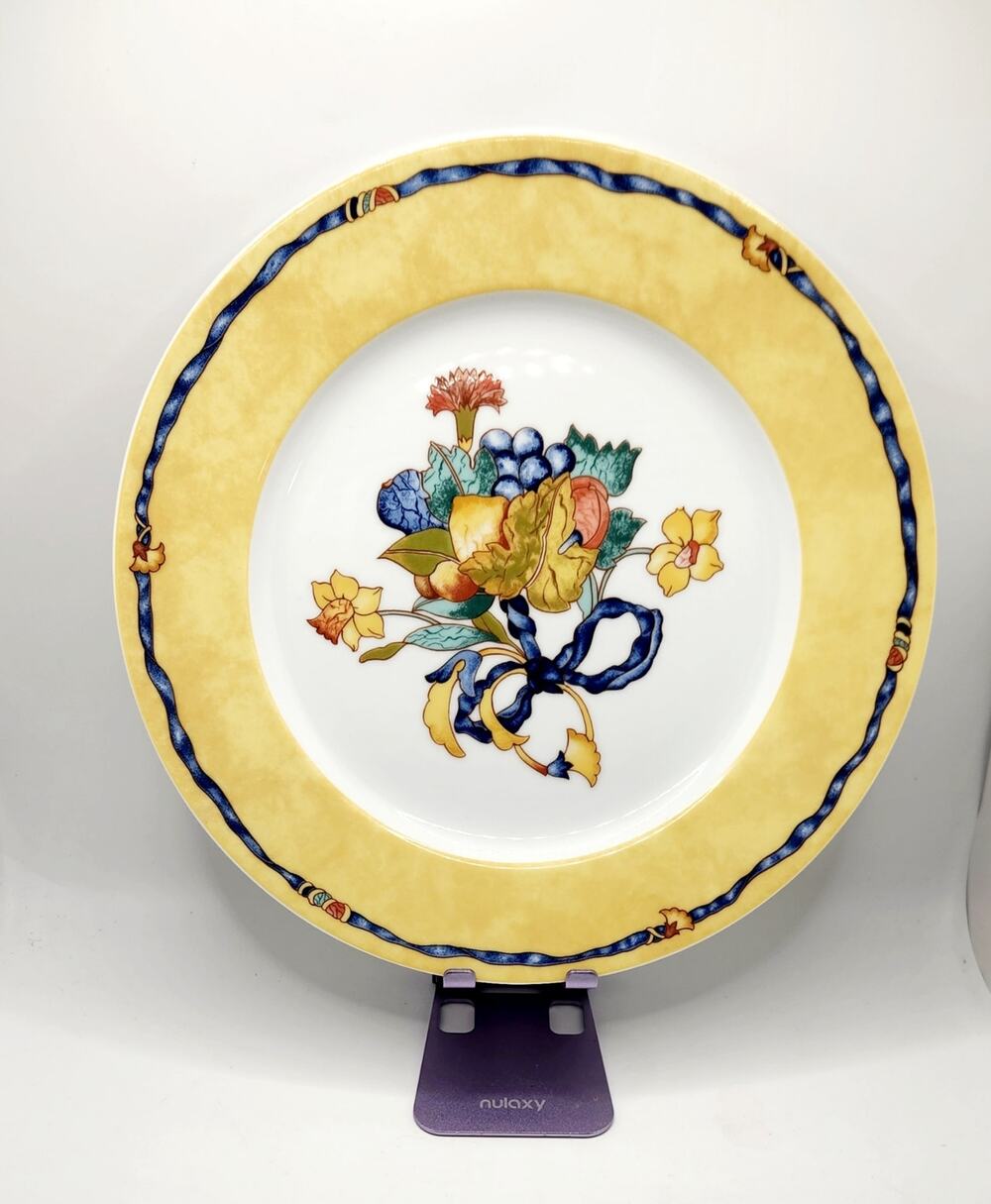 Bernardaud Limoges France Borghese 10.25" Dinner Plate Yellow Blue Floral